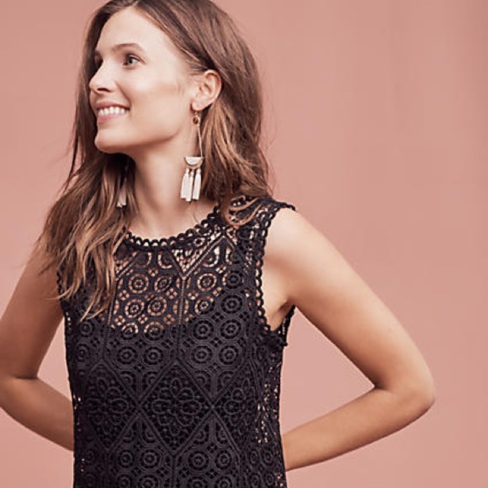 Deletta by Anthropologie black crochet tank